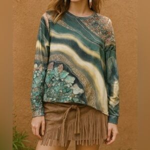 Exclusive Women's Green Earthy Long Sleeve Crew Neck Pullover Sweater‎ sz S